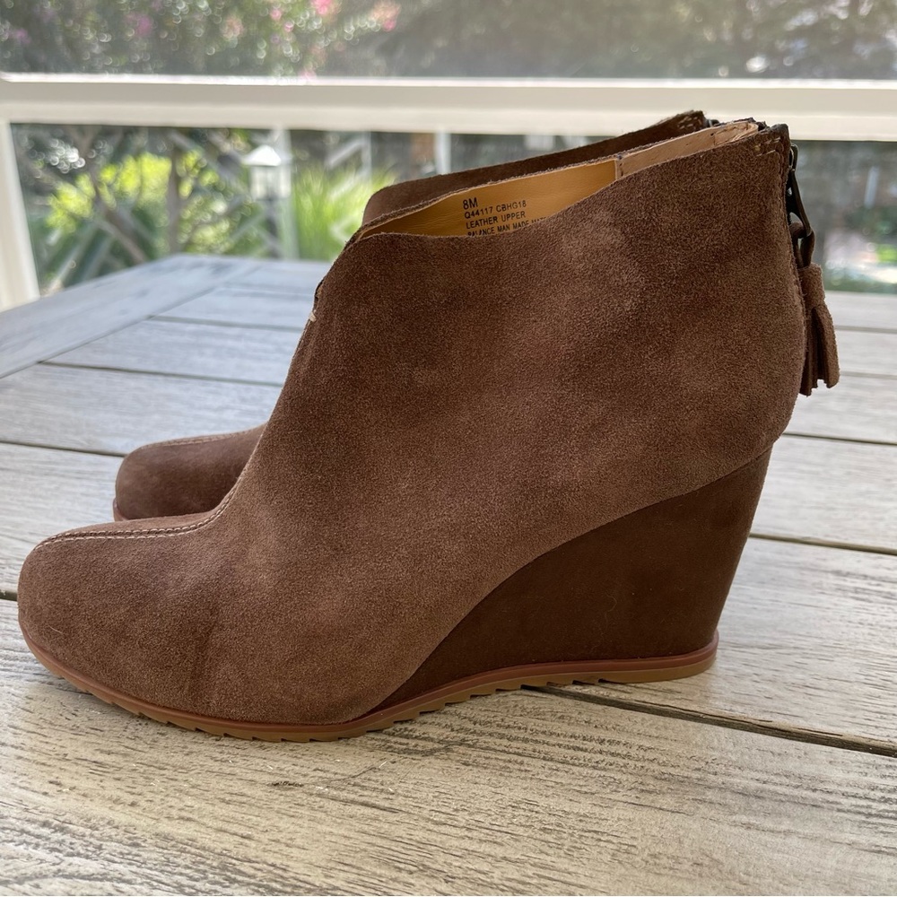 Kork-Ease Haldor Wedge Brown Leather Ankle Boots Womens Size 8